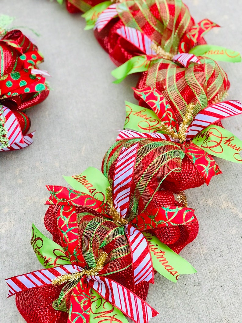 Deco mesh Christmas decorations garland for door or mantel | Etsy