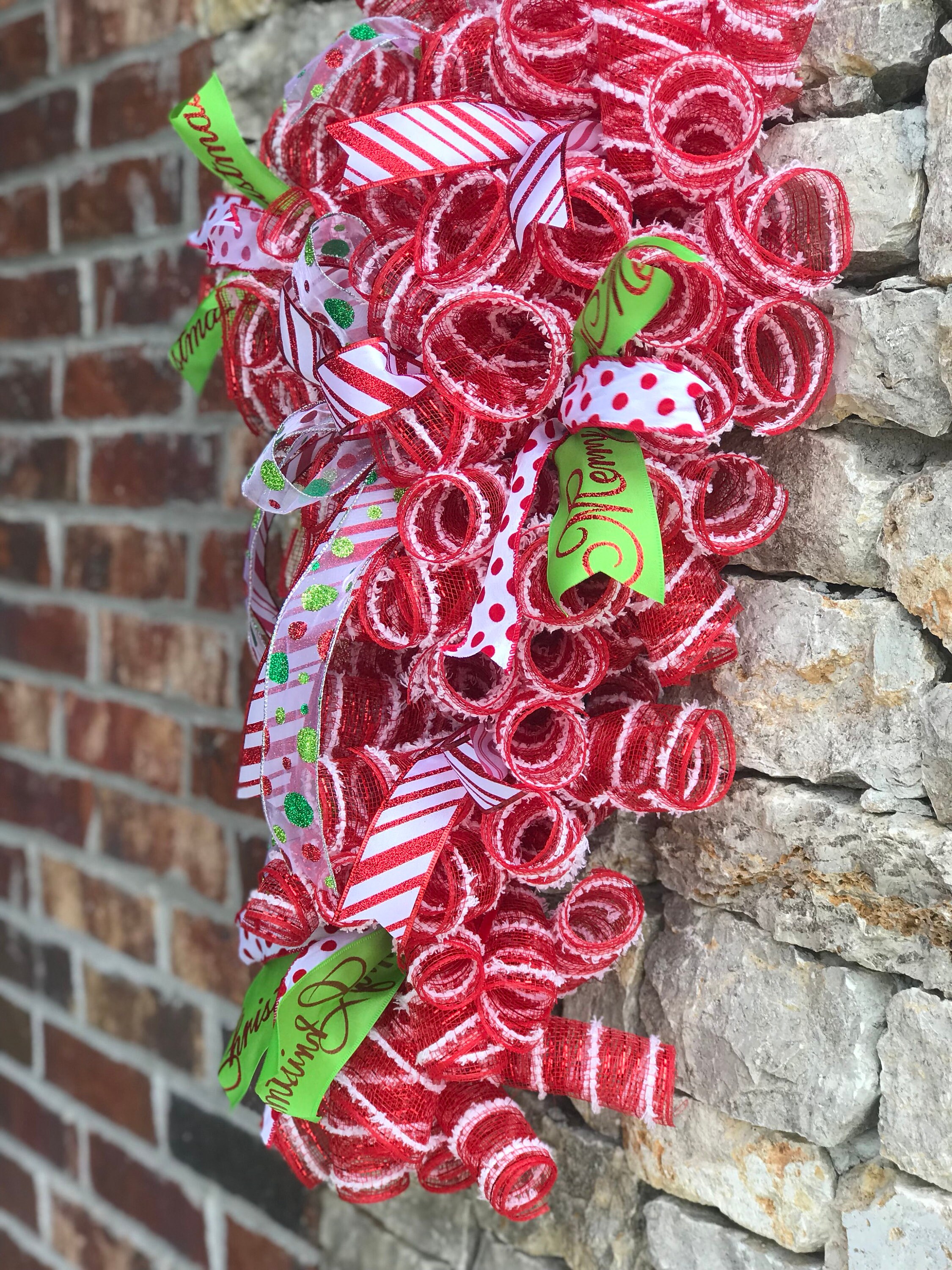 Candy cane wreath christmas wreath candy cane front door | Etsy
