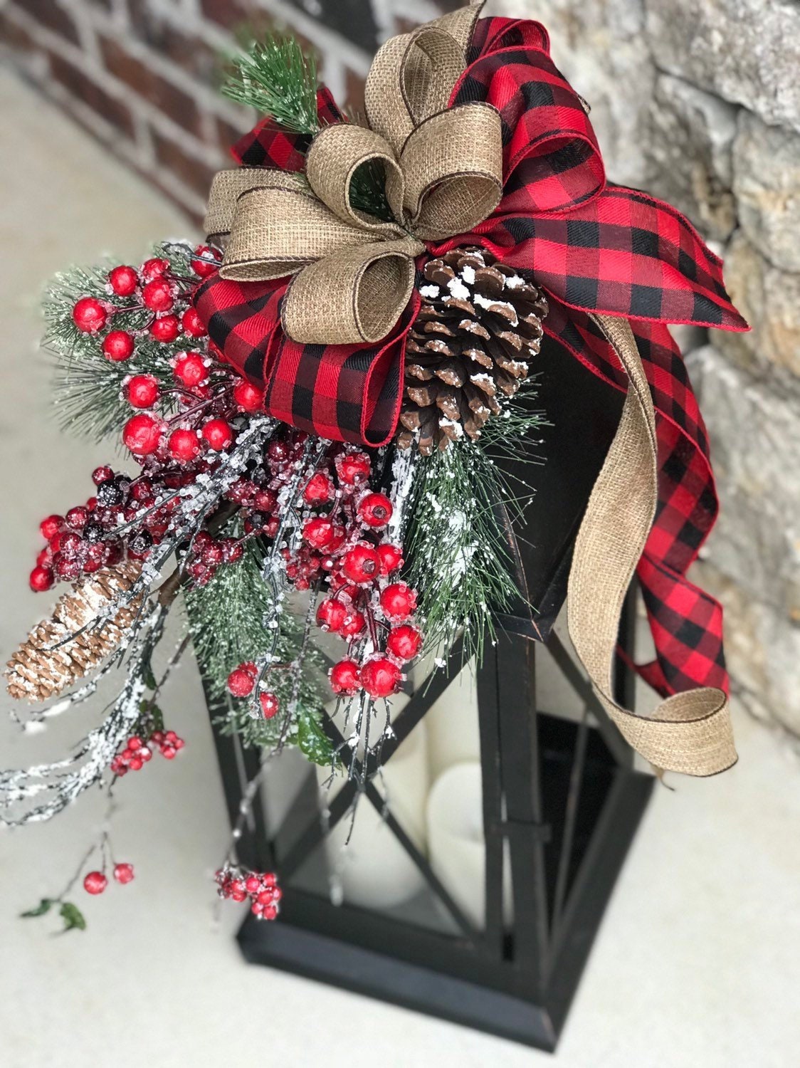 XL Large christmas lantern swag, winter lantern swag, woodland holida…