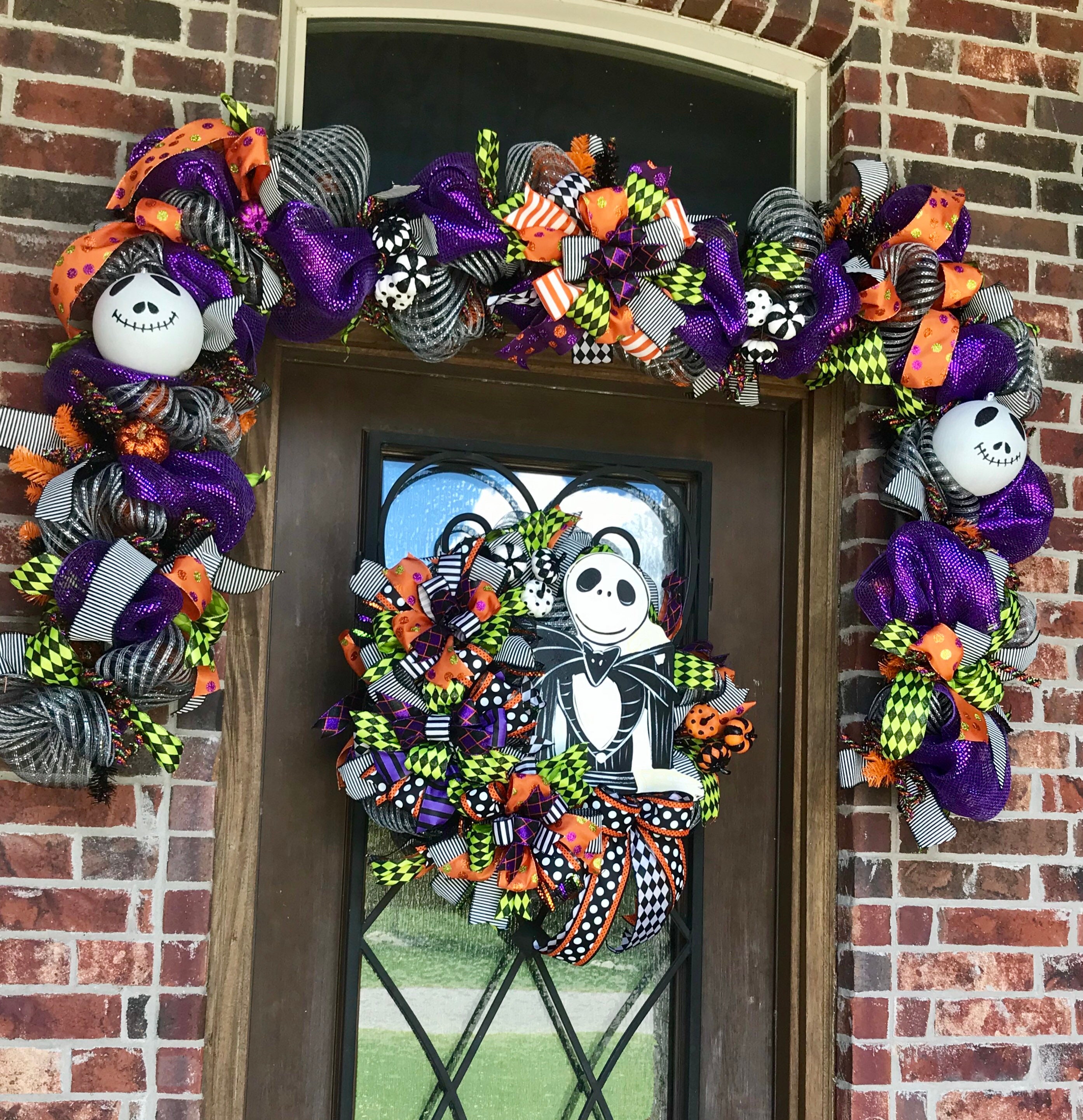 Skeleton halloween garland deco mesh door garland purple Etsy