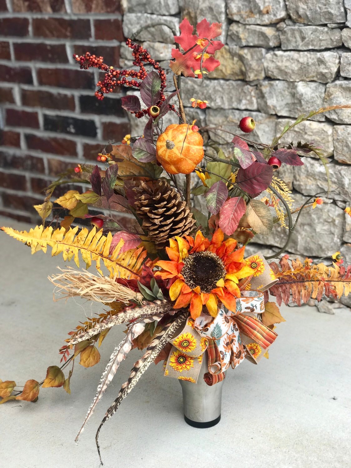 Fall flowers for grave autumn fall sunflowers for grave Etsy