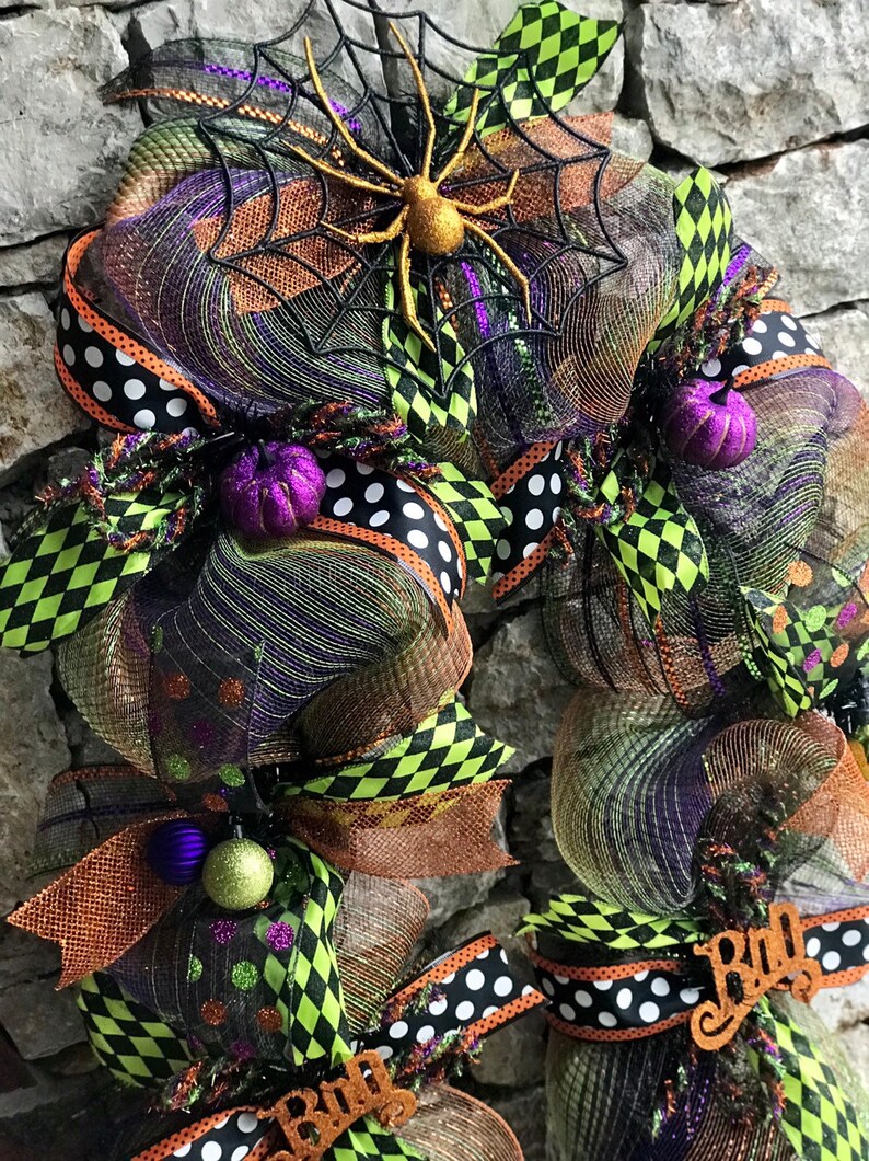 Halloween deco mesh mantle garland swag for front door Etsy Halloween deco mesh mantle garland swag for front door Etsy