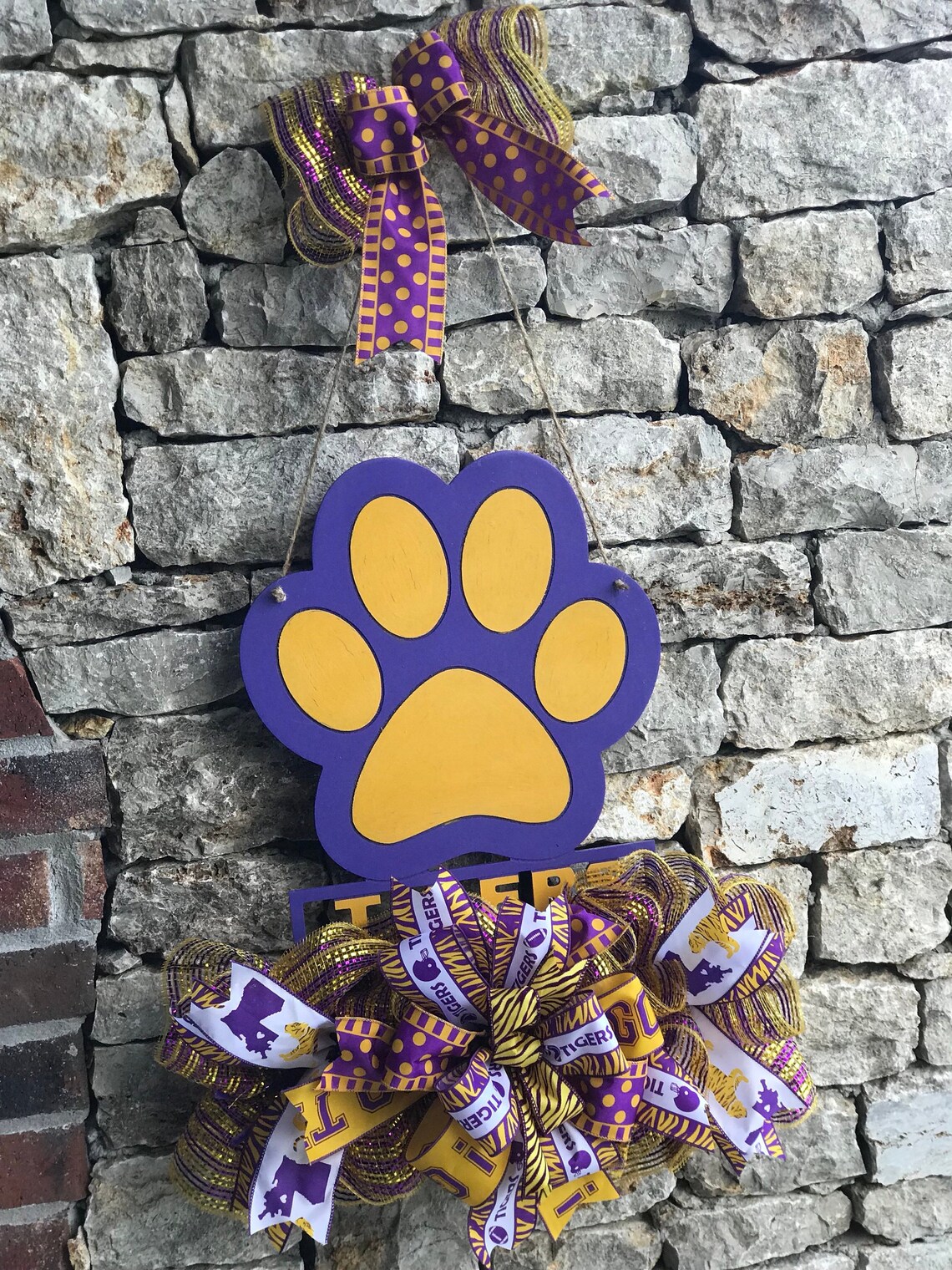 LSU decorations front door wreath gift for LSU fan deco mesh Etsy
