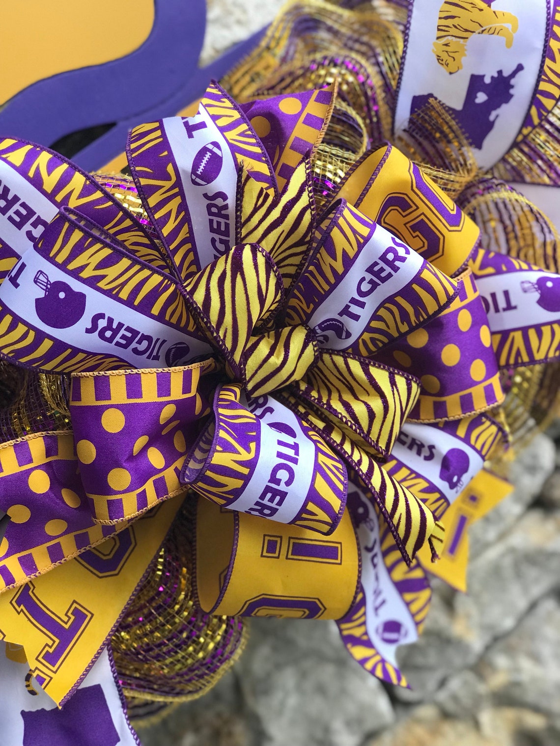 LSU decorations front door wreath gift for LSU fan deco mesh Etsy