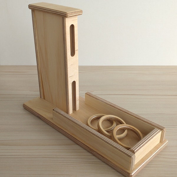 Montessori Toddler Box with Returning Rings, Wood Object Permanence Toy