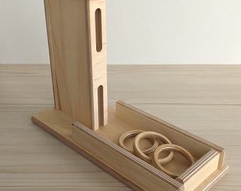 Montessori Toddler Box with Returning Rings, Wood Object Permanence Toy