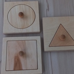 Montessori Wood Puzzle Peg Board Geometric Shape Match Baby Educational Toy image 3