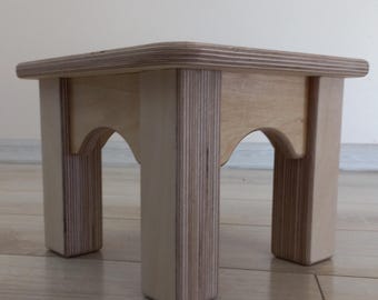 Handcrafted Birch Plywood Stool: Modern Step Stool, Kids Seat
