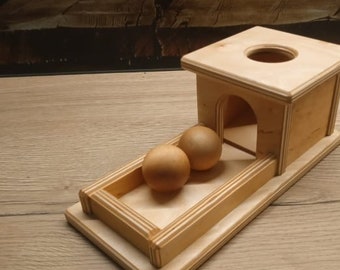 elite montessori object permanence box with tray and ball