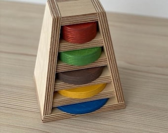 Size Sorting Puzzle Tower, Montessori toys, gift, Montessori pyramid