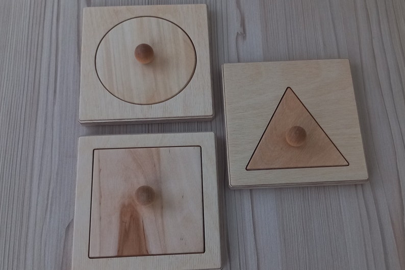 Montessori Wood Puzzle Peg Board Geometric Shape Match Baby Educational Toy image 3
