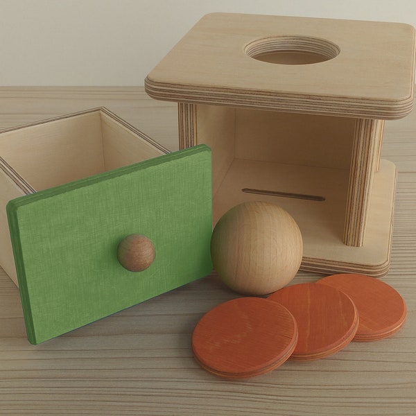 Lernspielzeug für Feinmotorik, Montessori-Spielzeug, Imbucare-Box aus Holz, erstes Geschenk für Kleinkinder, Spielzeugkiste 2 in 1
