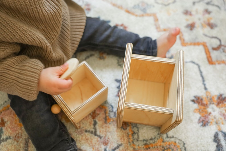 Giocattolo educativo per le capacità motorie fini, giocattolo Montessori, scatola imbucare in legno, primo regalo per bambini, scatola dei giocattoli 2 in 1 immagine 7