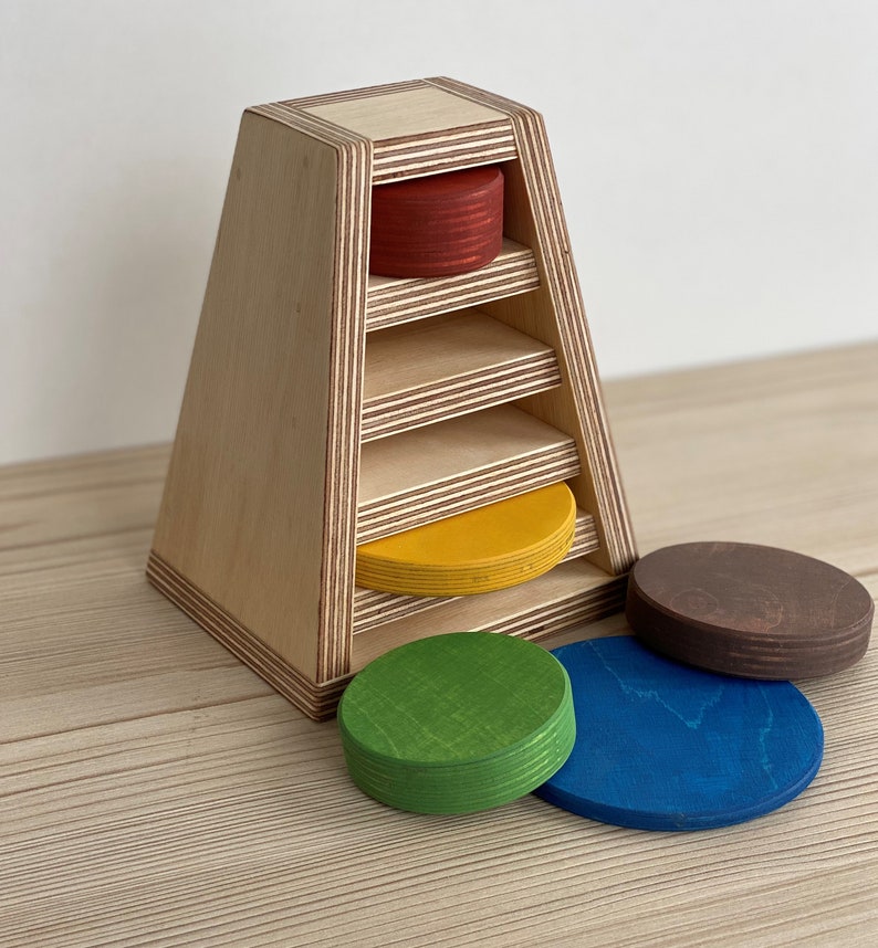 Size Sorting Puzzle Tower, Montessori toys, gift, Montessori pyramid image 5