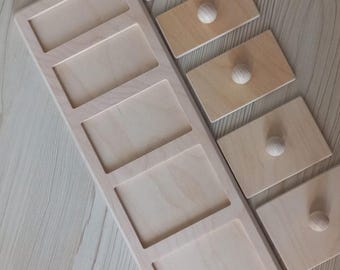 Montessori Wooden Rectangle Puzzle: Size Comparison Sensorial Toy