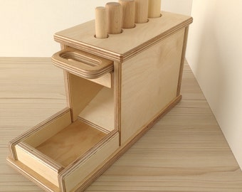 Cilindro Montessori de madera de abedul, juguete de madera para niños pequeños