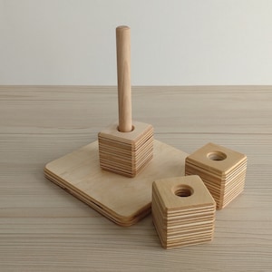 Montessori Cubes on Vertical Dowel - Montessori Infants - Toddlers Educational Toys,Montessori Eye-Hand Coordination Material, FREE DELIVERY