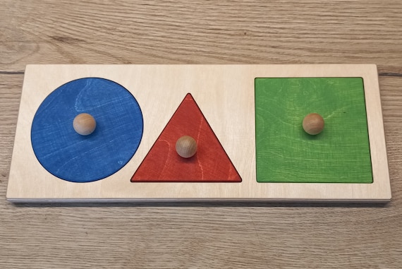 Montessori Wooden Pegboard Toy Geometric Pegboard Puzzle for