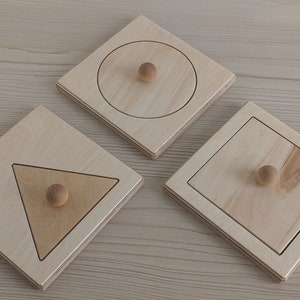 Montessori Wood Puzzle Peg Board Geometric Shape Match Baby Educational Toy image 4