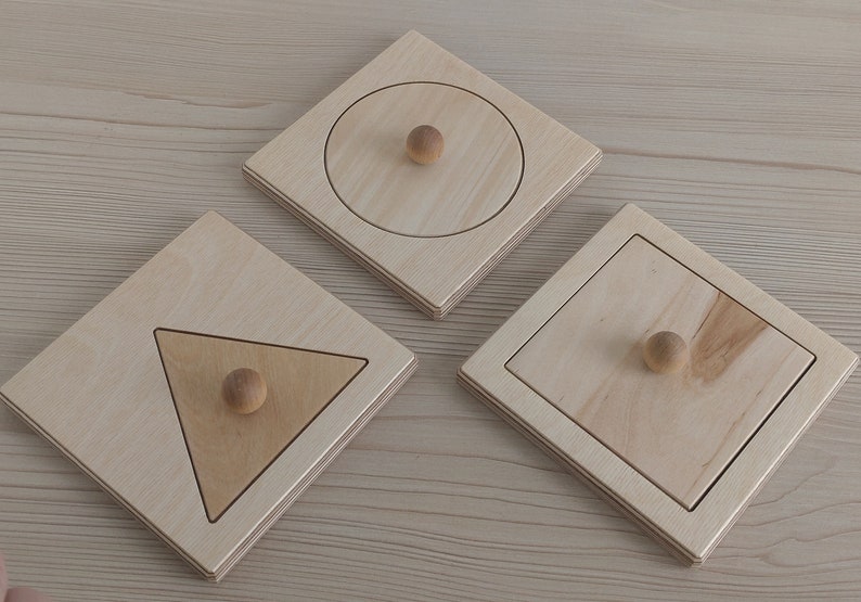 Montessori Wood Puzzle Peg Board Geometric Shape Match Baby Educational Toy image 4