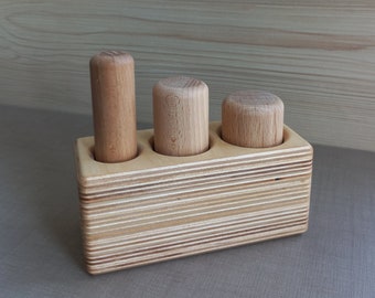Montessori Palmar Grasp Cylinder Block, Fine Motor Skills Toy