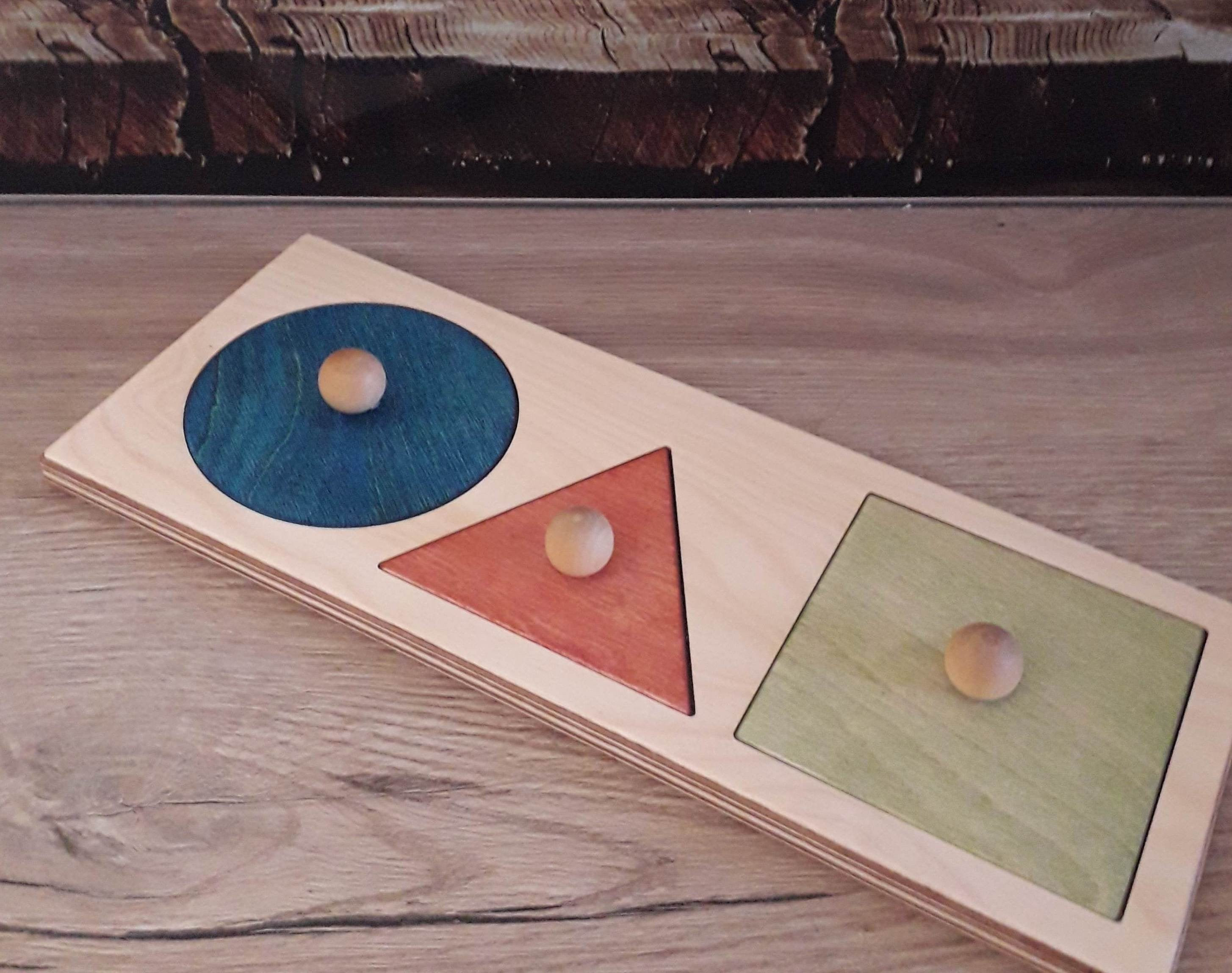 Montessori Wood Puzzle Peg Board Geometric Shape Match Baby Etsy