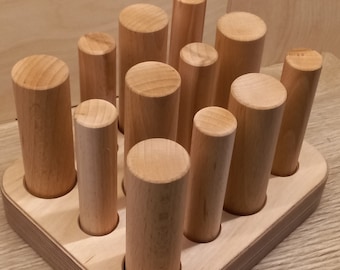 Blocco cilindri verticale in legno Montessori/Blocchi impilabili cilindri/Gioco impilabile