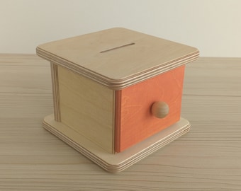 Montessori Infant Coin Box, Montessori Imbucare Box, Wood Coins Box Educational Learning Toys,Montessori materials