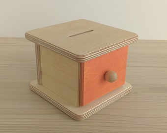 Montessori Coin Box, Baltic Birch Wood, Educational Toy