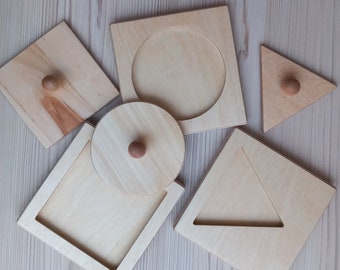 Montessori Wood Puzzle Peg Board Geometric Shape Match Baby Educational Toy