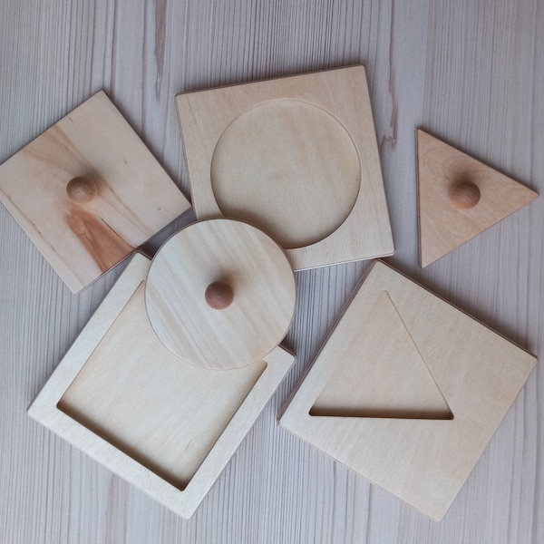 Montessori Wood Puzzle Peg Board Geometric Shape Match Baby Educational Toy
