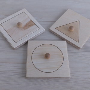 Montessori Wood Puzzle Peg Board Geometric Shape Match Baby Educational Toy image 2