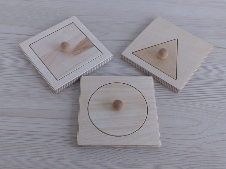 Montessori Wood Puzzle Peg Board Geometric Shape Match Baby Educational Toy image 2
