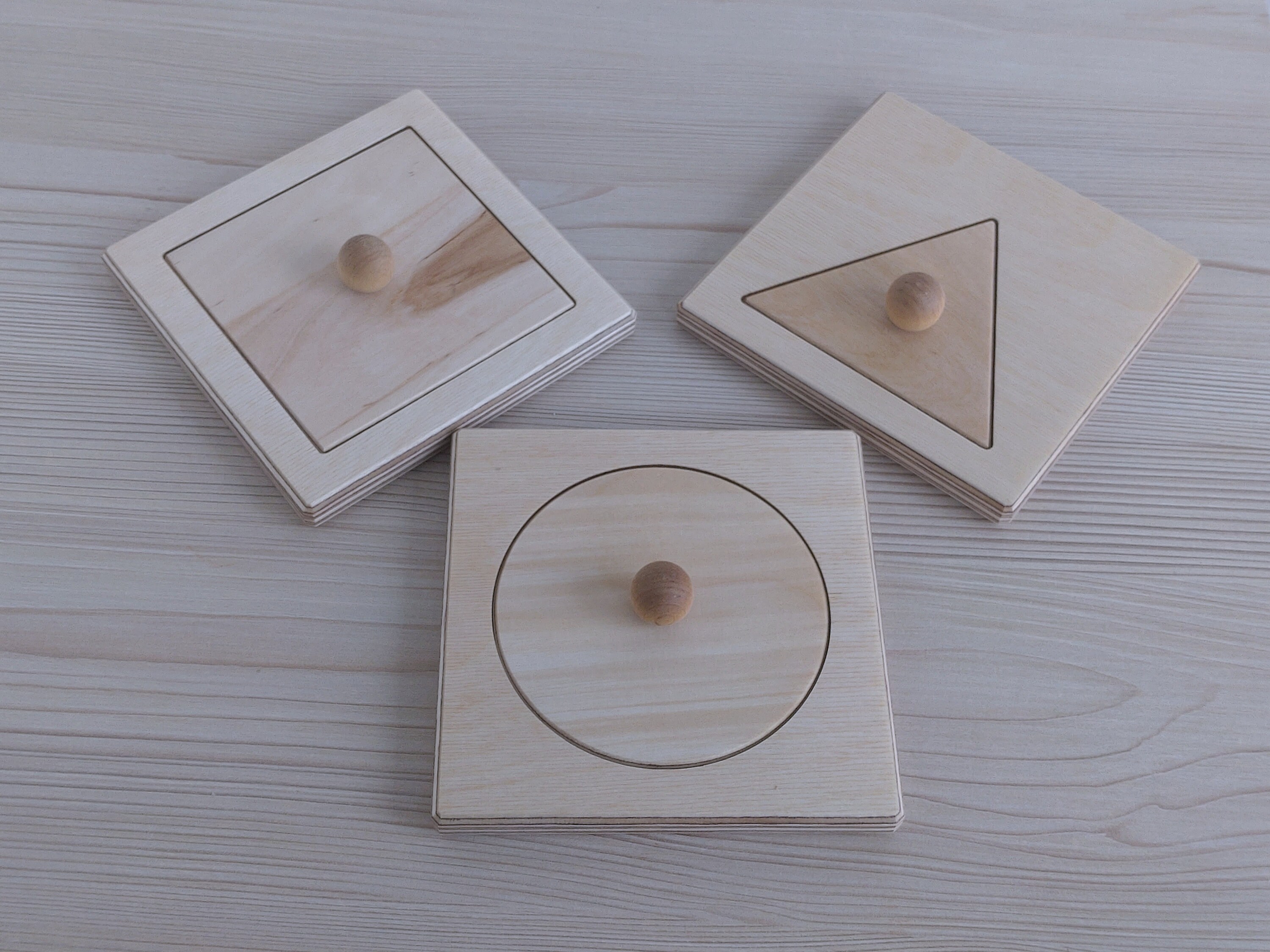 Montessori Wood Puzzle Peg Board Geometric Shape Match Baby Educational ...
