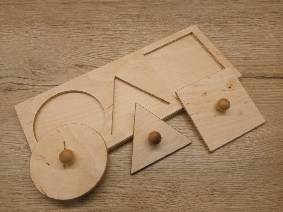 Montessori Wood Puzzle Peg Board Geometric Shape Match Baby Educational ...