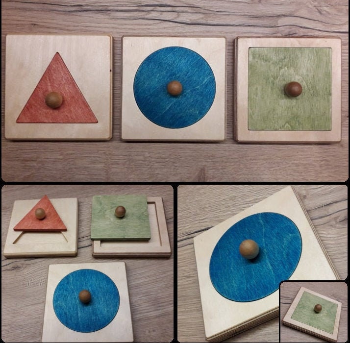 Montessori Wood Puzzle Peg Board Geometric Shape Match Baby - Etsy