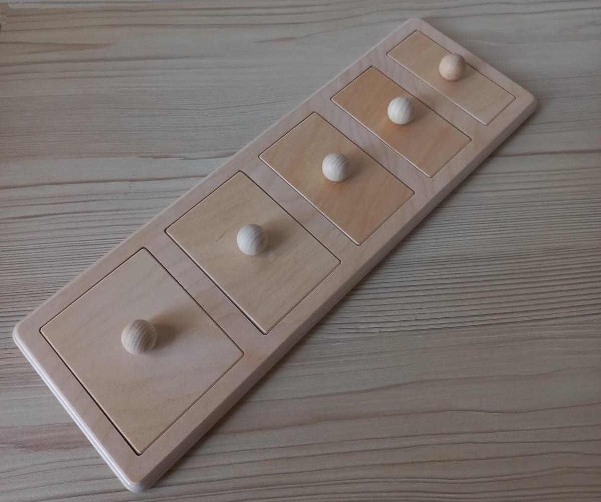 Rompecabezas rectangular de madera Montessori: juguete sensorial para comparar tamaños