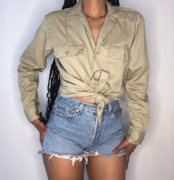 Dickies Boyfriend Shirt / Tan Utility Shirt / Wor… - image 1