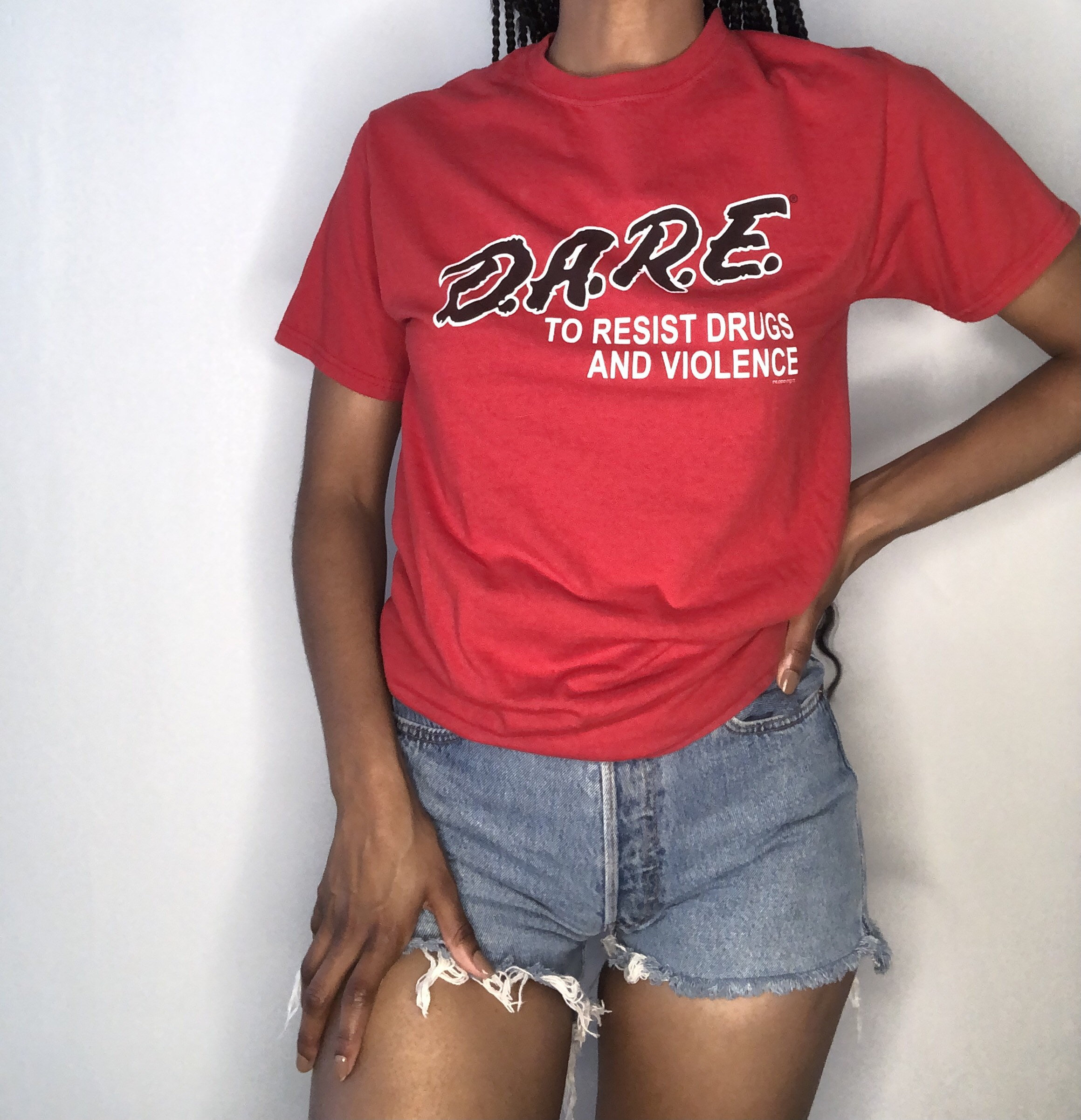 Classic D.A.R.E. T Shirt Vintage Graphic T Shirt Red Short Sleeve Shirt DARE