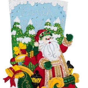 Bucilla Christmas Stocking, Felt Stocking, Christmas Stocking, Santa’s Grand Sleigh - Made to Order
