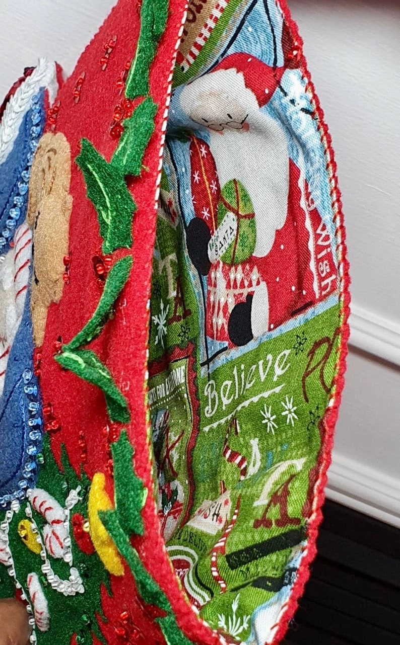 Bucilla Christmas Stocking Christmas Stocking Felt Stocking Santa\u2019s Catnap