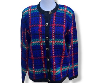 Vintage Worthington Plaid Size Small Button up Sweater