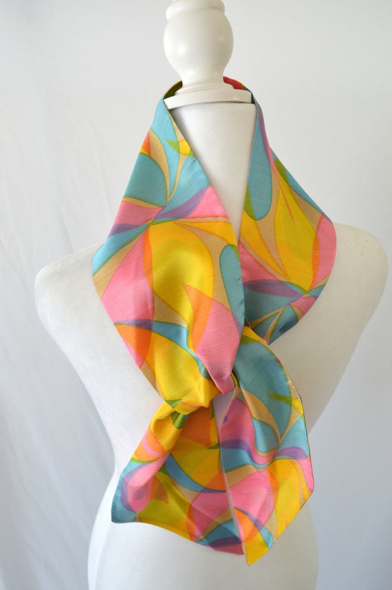 Mod 1960s Colorful Pastel Hair Scarf