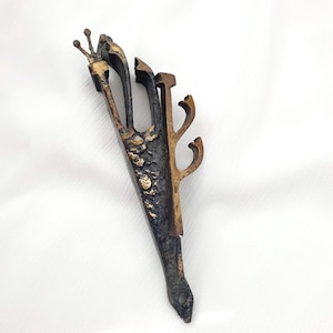 Vintage Brass Mezuzah Case, Handmade Mezuzah Israel 1970&#39;s, Jewish Judaica Collectible, Jewish Gift, Jewish Art