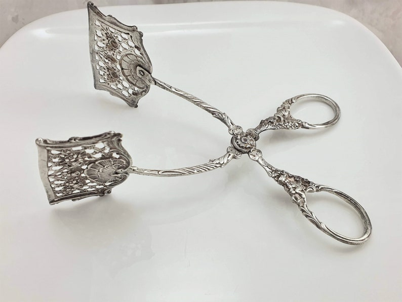Vintage 800 Sterling Silver Serving Scissor Tongs German Etsy