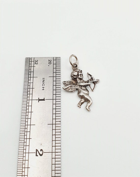 Vintage Sterling Silver Cupid Angel Pendant Charm - image 5