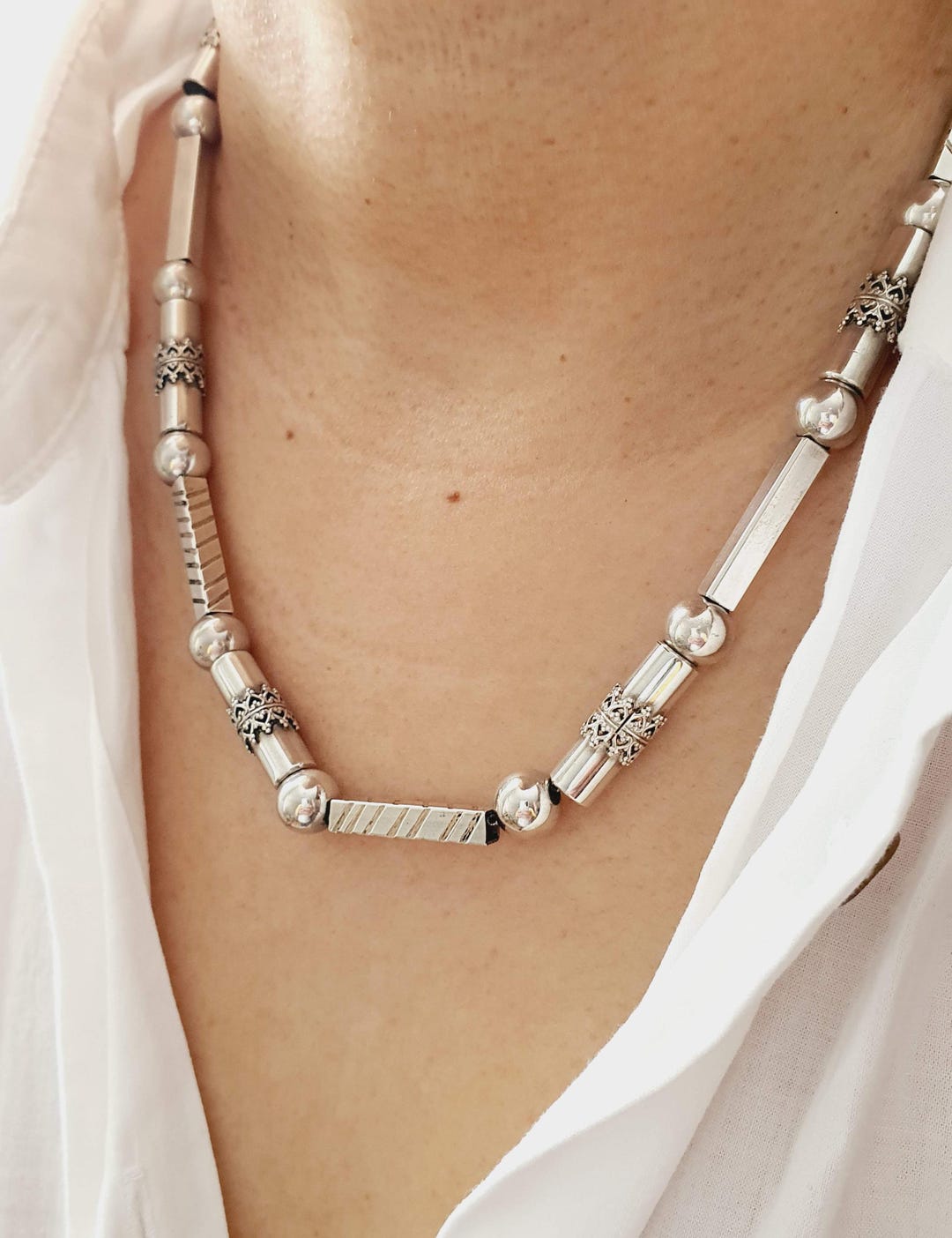 ヴィンテージ 925 スターリングシルバー ハンドメイド ビーズ 
