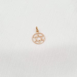 Vintage 14K Rose Gold Star of David Pendant, Gold Magen David Pendant Israel 80&#39;s, Jewish Judaica Jewelry