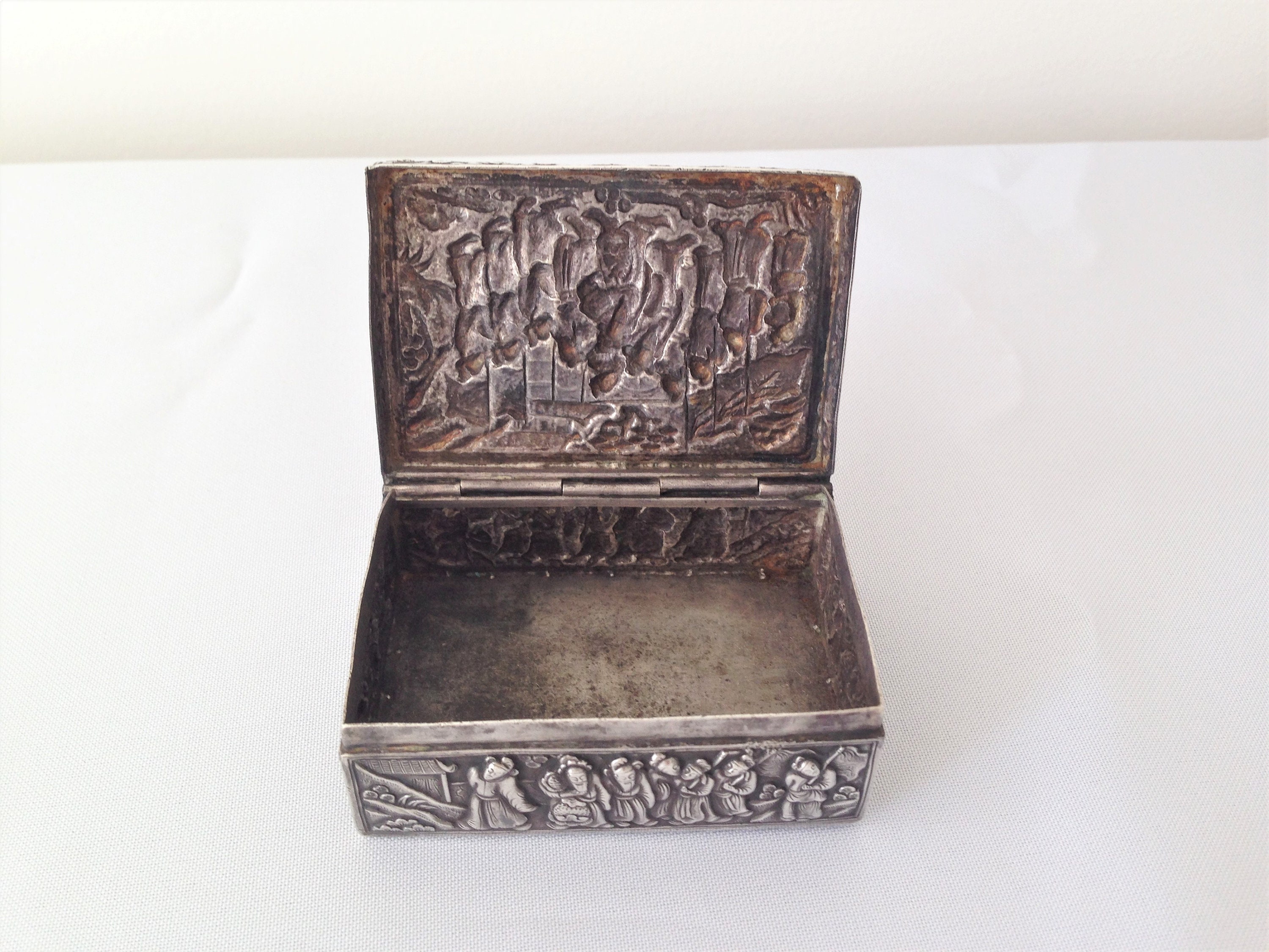 Antique Chinese Export Silver Box by Wang Hing, Hong Kong
