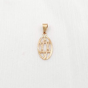 Vintage 14K Gold Star of David Pendant, Yellow Gold Magen David Pendant Israel 80&#39;s, Jewish Judaica Jewelry